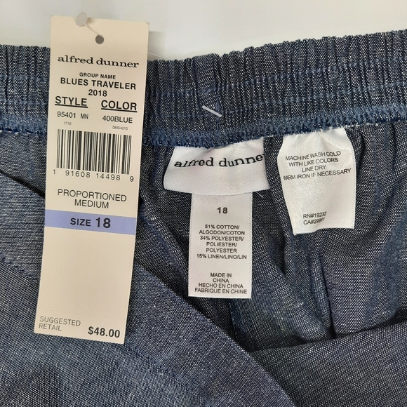 Alfred Dunner Blue Women's Classic Fit Pants Pull on Back Elastic size 18 - Picture 7 of 8
